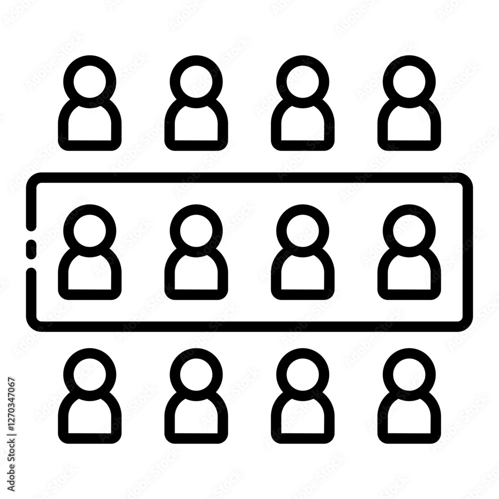 Sampling outline icon with data people representing data collection and population analysis Sampling outline icon with data people representing data collection and population analysis