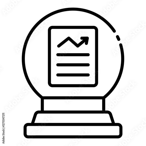 Forecasting outline icon with crystal ball representing data prediction and trend analysis
