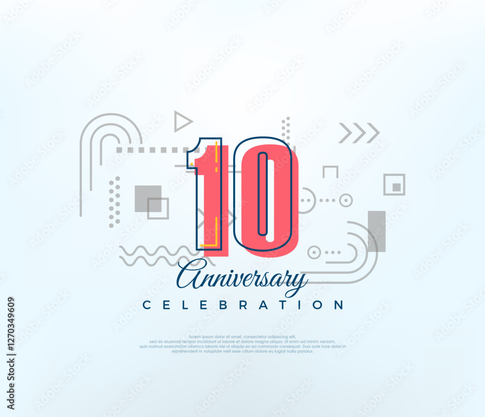 Fototapeta premium Cartoons number 10th to celebrate birthday. modern vector design. Premium vector for poster, banner, celebration greeting.