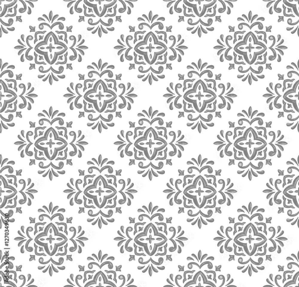 Watercolor Medallion repeat vector file, Traditional print, Moroccan tile pattern