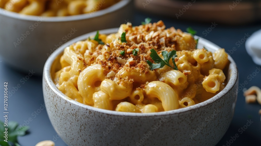 Vegan mac and cheese made with cashew-based sauce, comfort food without dairy Vegan mac and cheese made with cashew-based sauce, comfort food without dairy
