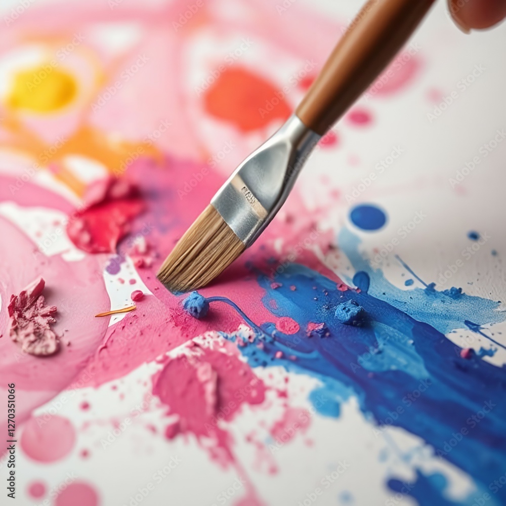 Fototapeta premium brush and paints and Color mixing Beautiful image 