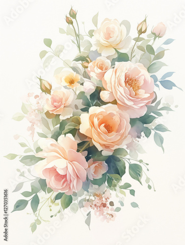 Rose watercolor hand-painted decorative elements