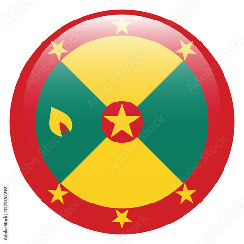 Flag of Grenada. Grenada round flag logo icon computer vector illustration design