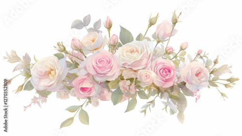 Rose watercolor hand-painted decorative elements