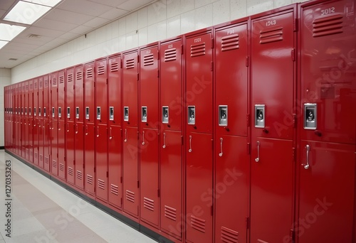 Red high school lockers