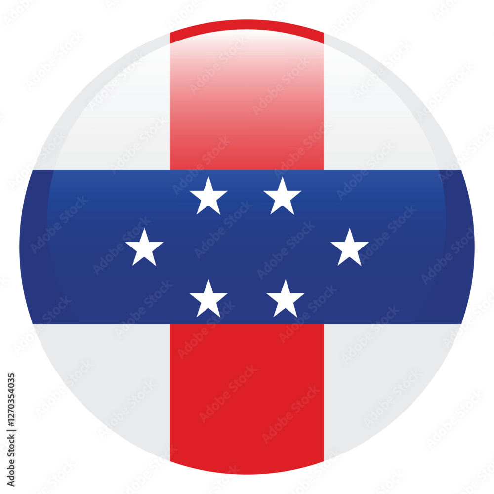 Flag of Netherlands Antilles. Netherlands Antilles round flag logo icon computer vector illustration design Flag of Netherlands Antilles. Netherlands Antilles round flag logo icon computer vector illustration design