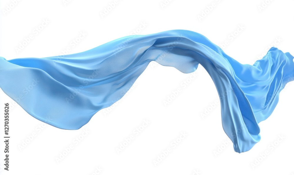 Obraz premium Flowing light blue fabric, isolated, studio background, design element