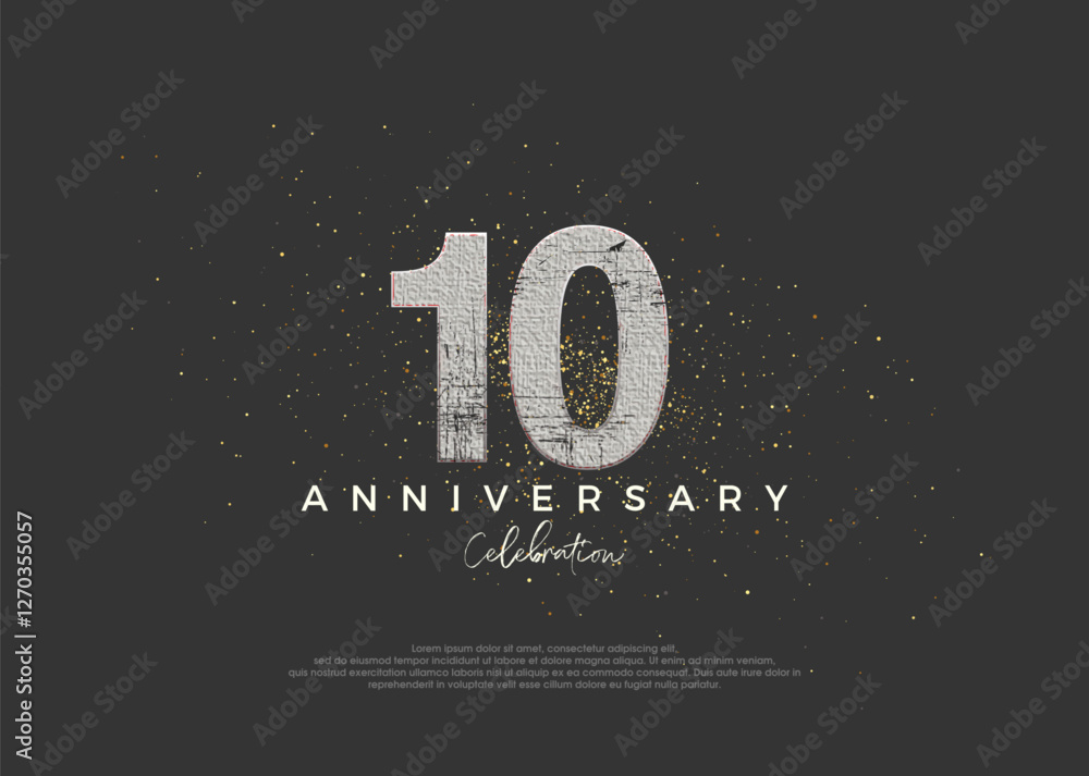 Fototapeta premium Rustic number for 10th anniversary celebration. premium vector design. Premium vector for poster, banner, celebration greeting.
