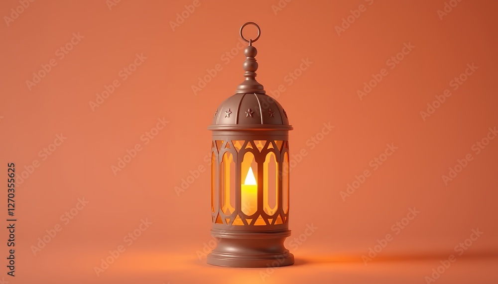 Obraz premium Elegant Ramadan lantern glowing warmly in a serene setting