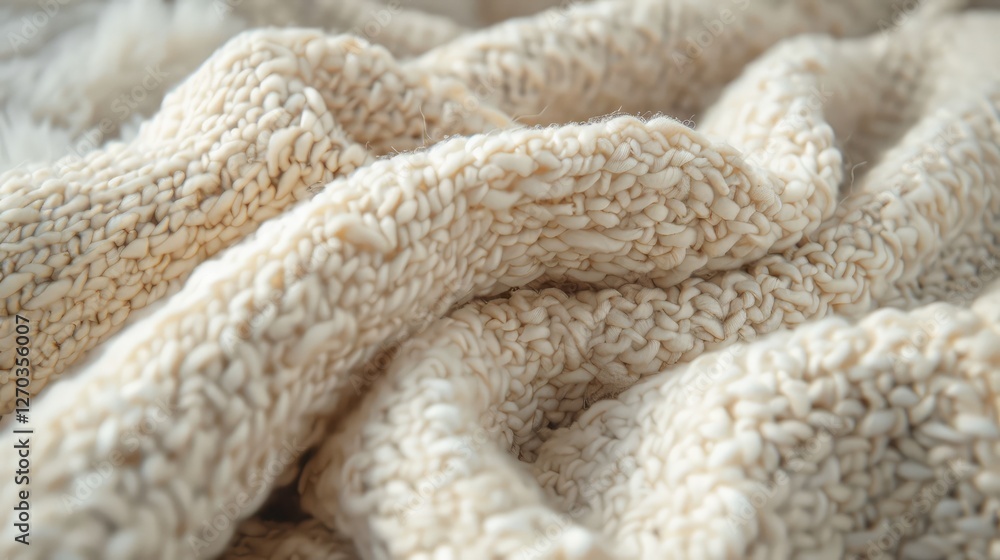 Cozy Cream Knitted Blanket - A Touch of Warmth and Comfort Cozy Cream Knitted Blanket - A Touch of Warmth and Comfort