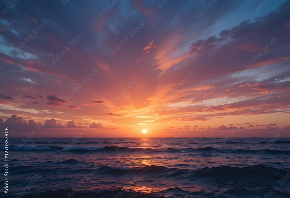 Obraz premium Sunset ocean empty canvas texture background