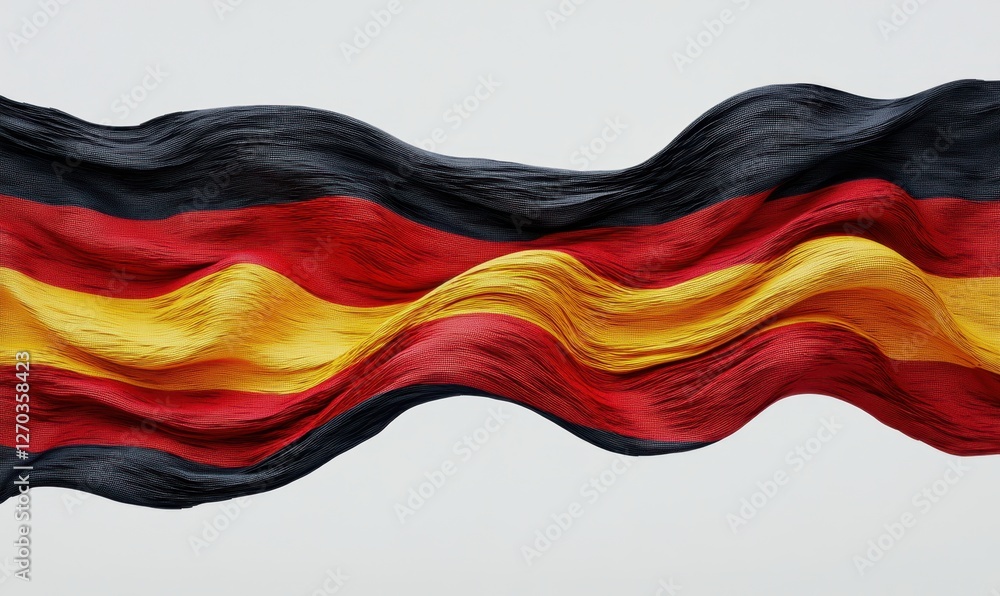 Naklejka premium Waving German flag, studio shot, neutral background, patriotic symbol, website design