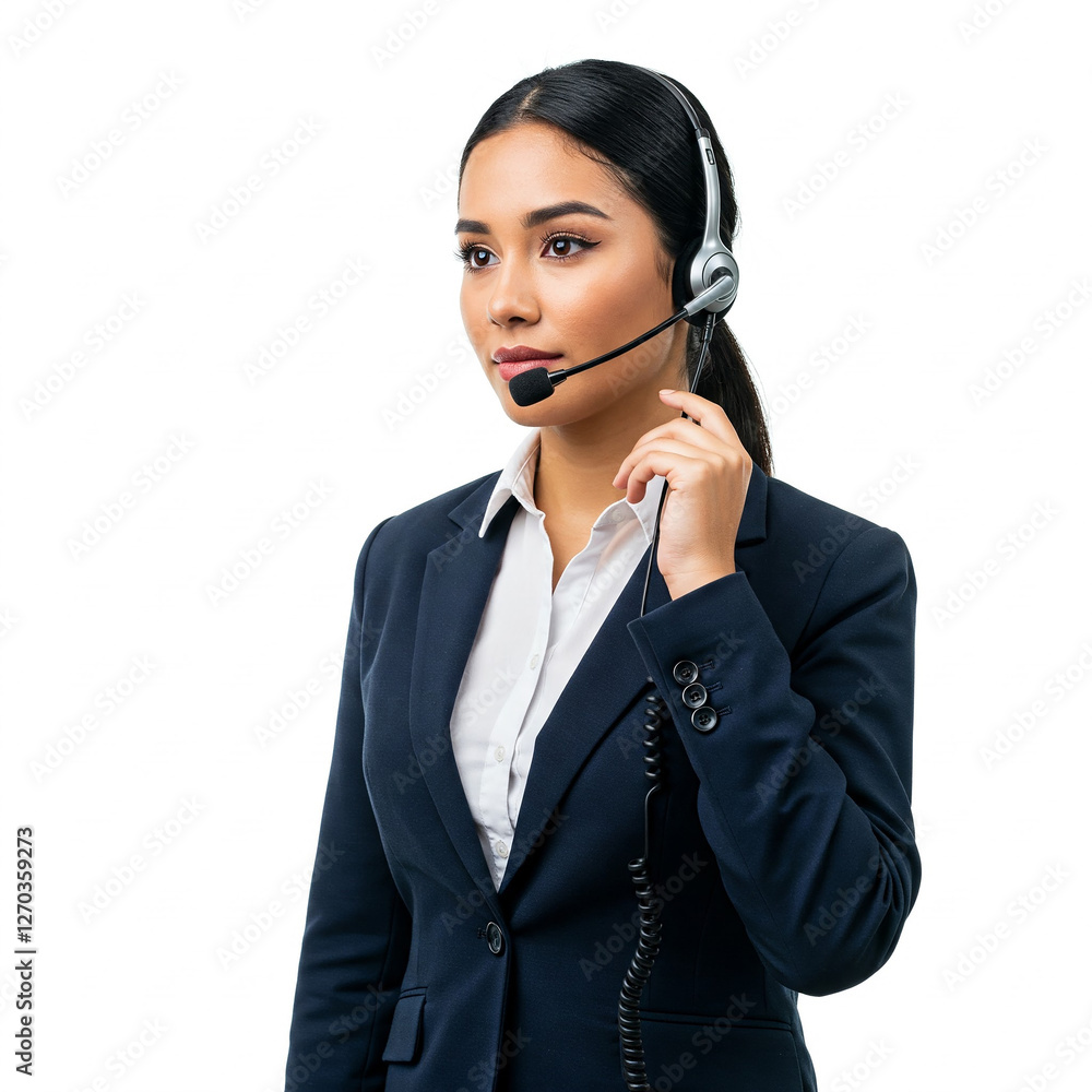 call center operator with headset. Young business woman telephone operator hotline worker customer support service manager with headset isolated on a white background copy space. Call center concept. call center operator with headset. Young business woman telephone operator hotline worker customer support service manager with headset isolated on a white background copy space. Call center concept.