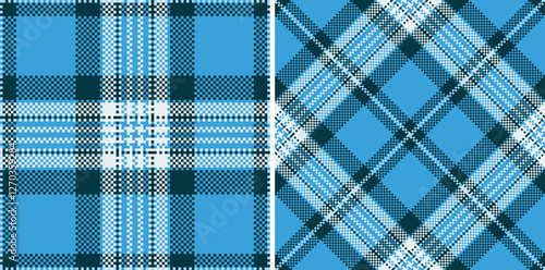 Plaid fabric textile of seamless texture tartan with a vector pattern background check. Set in sea colors. Holiday fashion trends for a festive look.