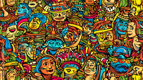 Wallpaper Mural Vibrant cultural festival highlights urban city digital art colorful environment aerial view community spirit Torontodigital.ca