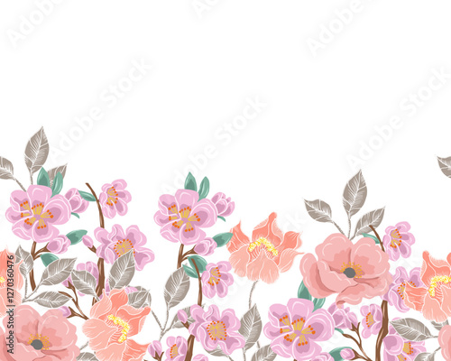 Soft Anemone and Blossom Flower Background