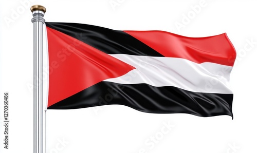 Free Download South Yemen flag waving, white background, patriotic symbol, national pride, website use - GFXLoad