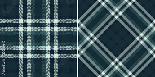Vector background textile of seamless plaid pattern with a tartan check texture fabric. Set in sea colors. Fashion outfits for women.