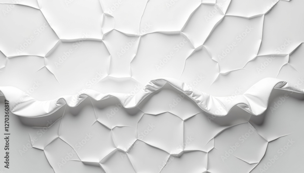 Textured White Fabric, Cracked Pattern Textured White Fabric, Cracked Pattern