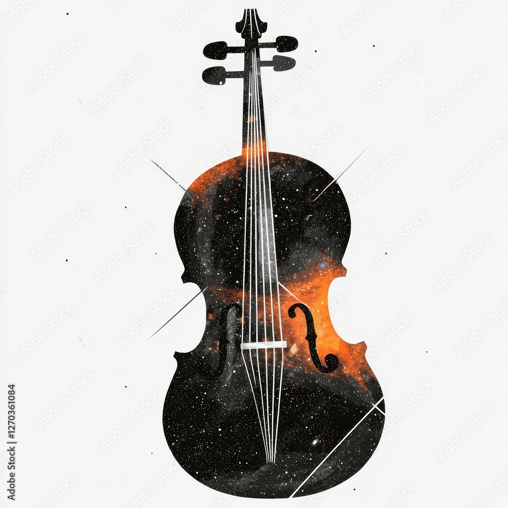 Fototapeta premium Celestial Cello A Symphony of Stars and Strings