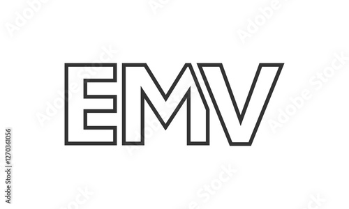 EMV logo design template with strong and modern bold text. Initial based vector logotype featuring simple and minimal typography. Trendy company identity.
