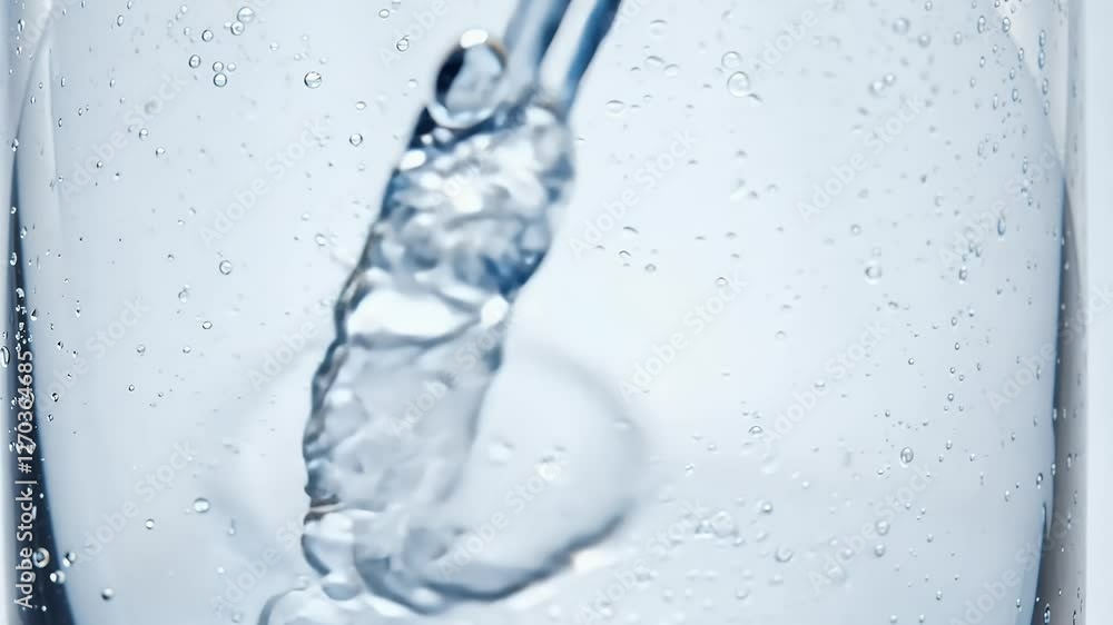 glass of filled stream water captured slow motion white backdrop video showcasing formation ascent bubbles dynamic visual glass of filled stream water captured slow motion white backdrop video showcasing formation ascent bubbles dynamic visual