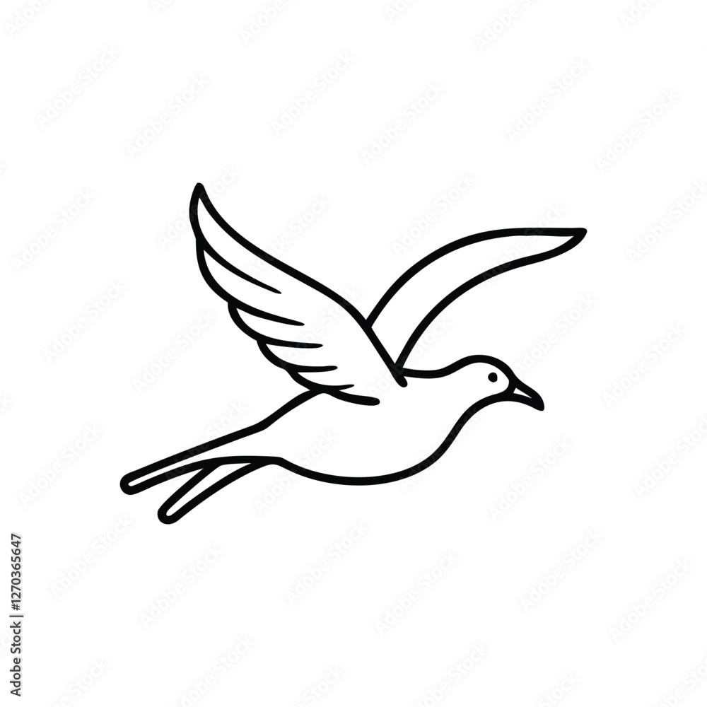 Obraz premium Soaring Bird Silhouette with Outstretched Wings – Minimal Vector Art