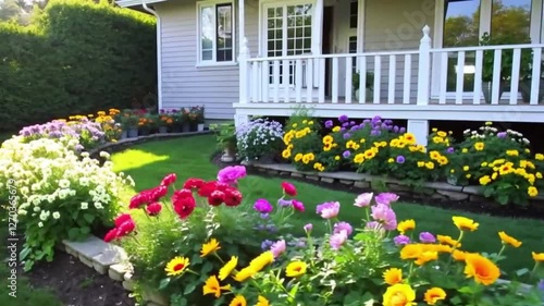 garden with flowers and fence