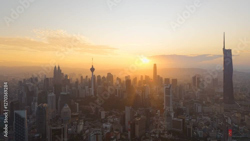 Hyperlapse view of cityscape during sunrise