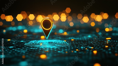 Wallpaper Mural Abstract Digital Location Pointer: Futuristic Navigation System Concept Torontodigital.ca