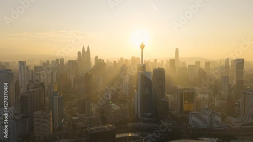 Hyperlapse view of cityscape during sunrise in the morning