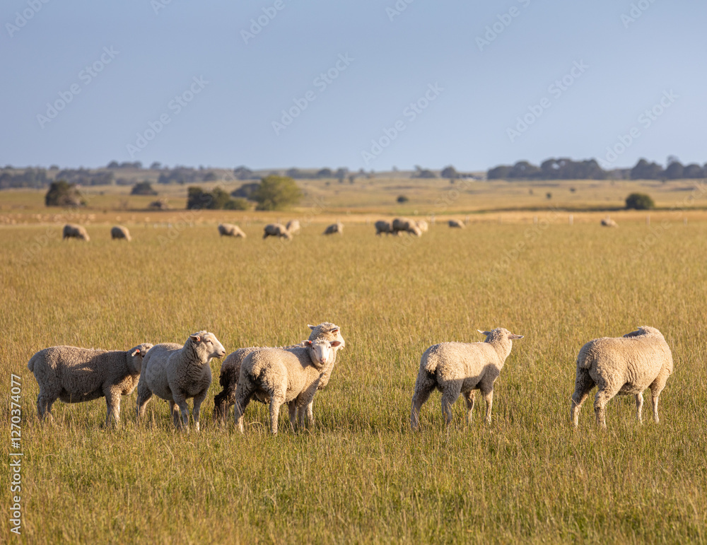 Sheep grazing in a paddock in Victoria Australia Sheep grazing in a paddock in Victoria Australia