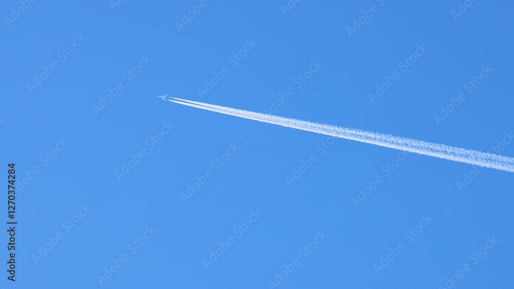 Jet Plane Leaving Contrail in Sky Jet Plane Leaving Contrail in Sky