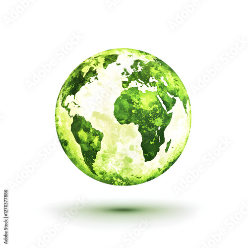 A stylized globe in green shades, emphasizing global environmental care photo