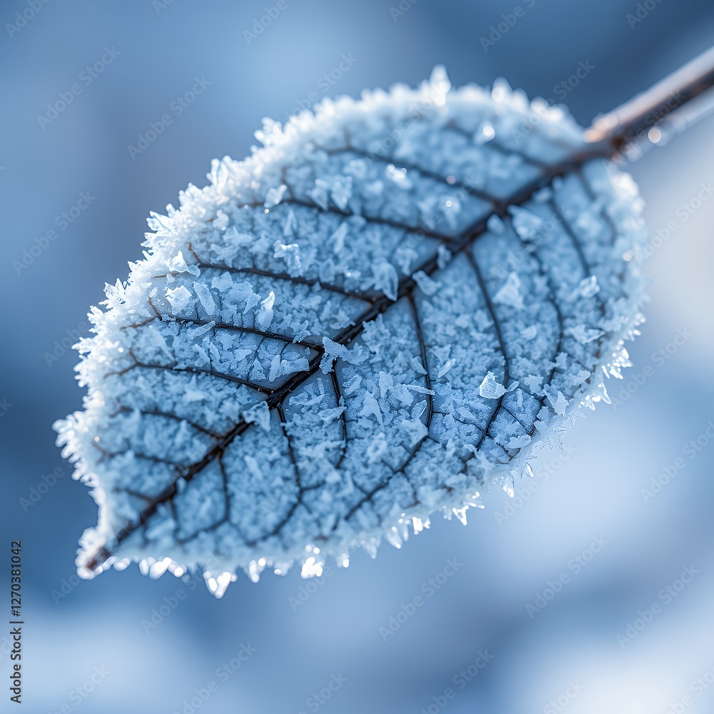 Naklejka premium Frosted Leaf with Ice Crystals