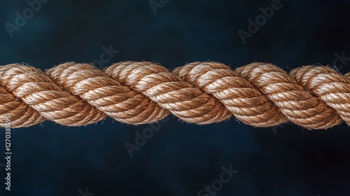 Wallpaper Mural Close-up of a thick, braided, beige rope against a dark blue background. Torontodigital.ca