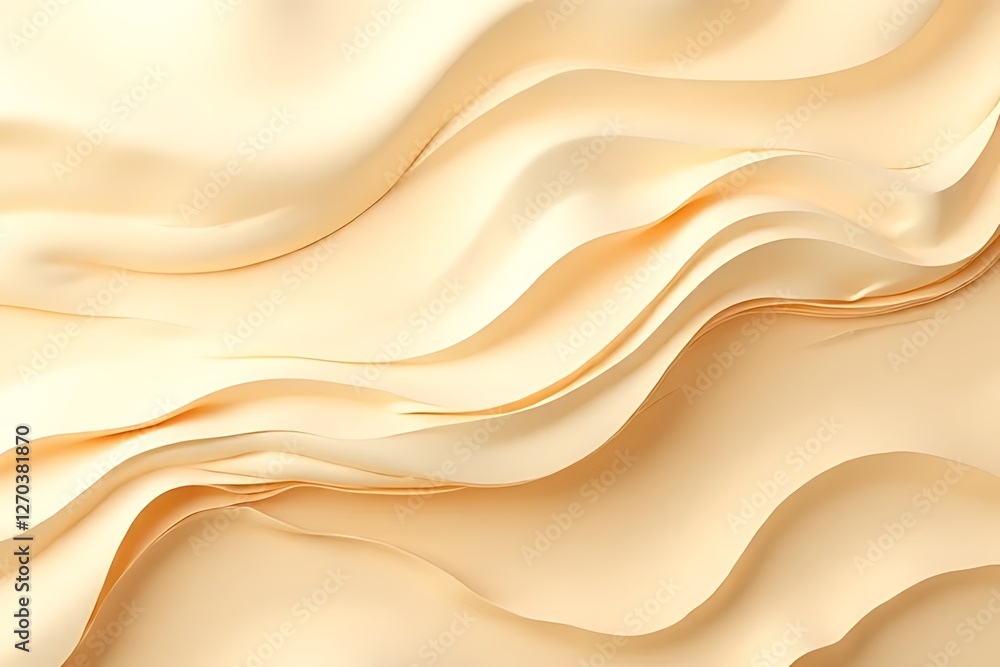 Obraz premium Cream-colored silk fabric drapes in gentle waves creating an abstract background.