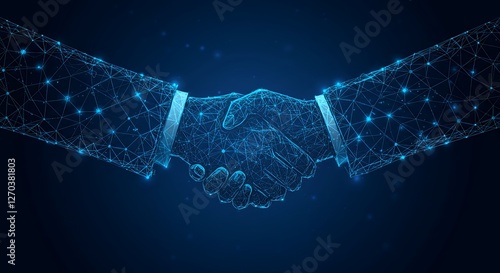 Digital Handshake Connecting Business Networks and Global Partnerships Concept