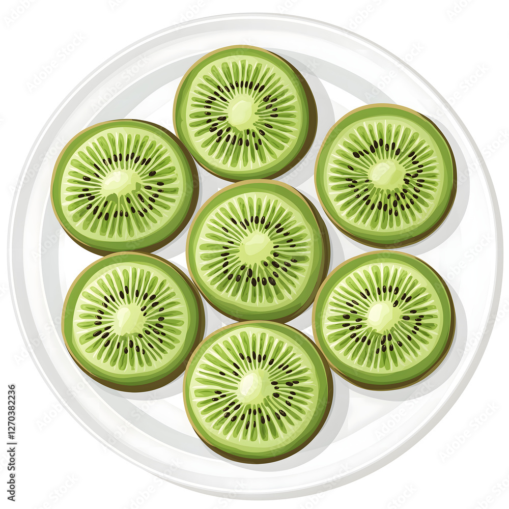 Fototapeta premium Fresh Kiwi Slices: Vibrant, Nutritious, and Delicious Circular Fruit for Healthy Breakfast and Vegan Summer Snack