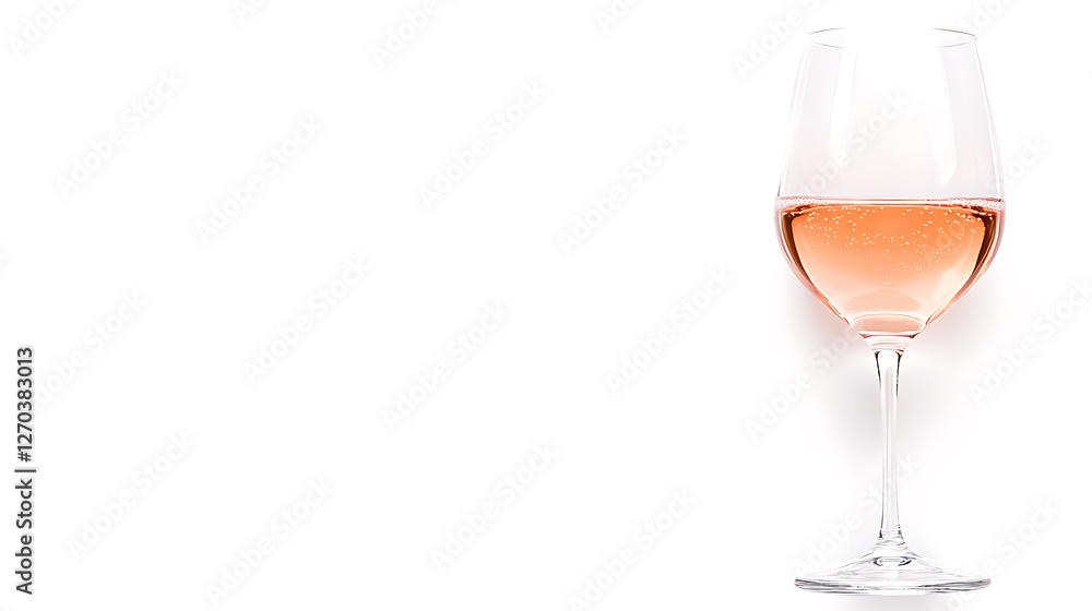 glass of rose wine on transparent background, showcasing its elegant shape and bubbles. Perfect for celebrations and gatherings