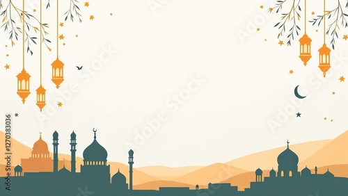 ramadan kareem style editable template background minimalist and islamic style eid mubarak iftar party. photo