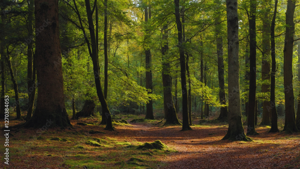 Obraz premium Woodland walk in the new forest in Autumn
