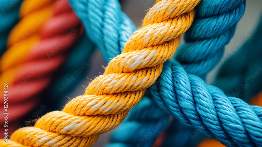 Colorful intertwined ropes close-up. Colorful intertwined ropes close-up.