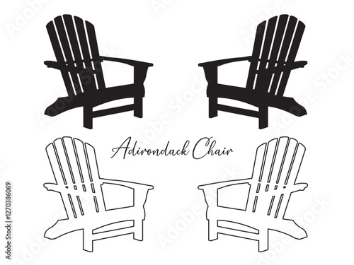 Simple Adirondack Chair Silhouette. Adirondack chair icon vector line art design
