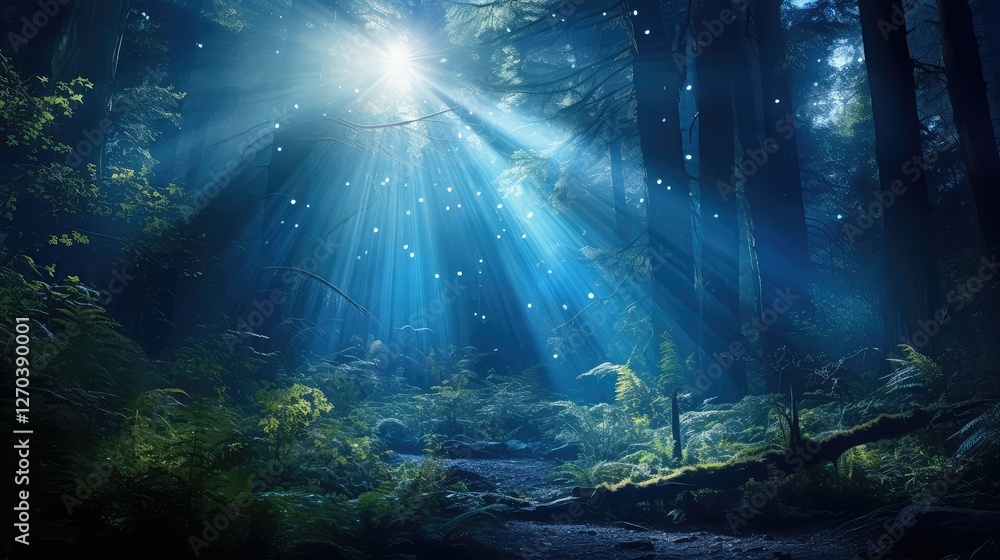 Fototapeta premium trees blue light burst