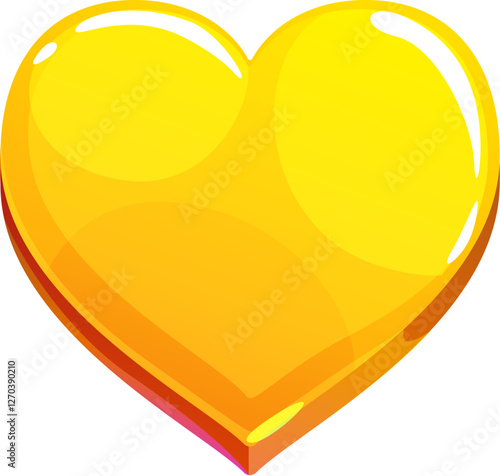 Golden heart icon for game asset or bonus trophy award, cartoon vector. Gold heart with shine glow for casino game asset or bonus reward, jackpot award or game level score or winner achievement