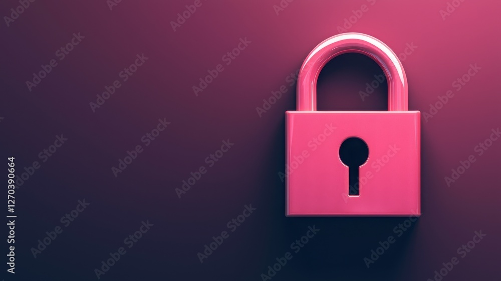 Remote work requires strong security for freelancers concept. Pink padlock with keyhole on a purple background. Remote work requires strong security for freelancers concept. Pink padlock with keyhole on a purple background.