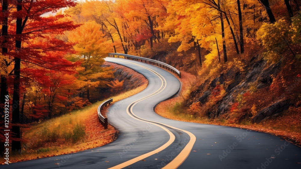 Naklejka premium scenic road trip fall