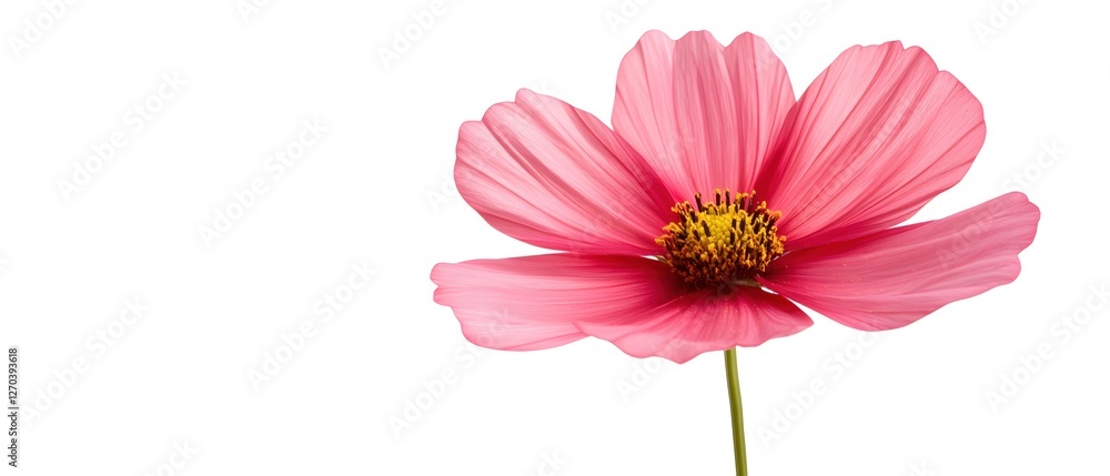 Elegant Pink Cosmos Blossom Isolated on White Background Delicate Floral Beauty Elegant Pink Cosmos Blossom Isolated on White Background Delicate Floral Beauty